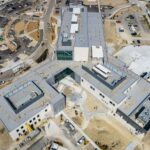 Low slope commercial roofing system with rooftop equipment at Mercy Kings Mills Mason Ohio
