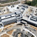Top view of fully-adhered TPO roofing system at healthcare facility in Mason Ohio